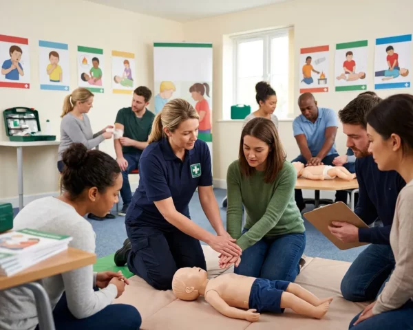 Curso práctico de RCP infantil con maniquí de entrenamiento