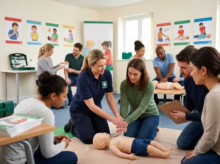 Curso práctico de RCP infantil con maniquí de entrenamiento