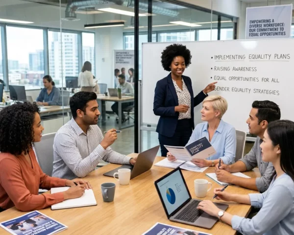 Equipo profesional participando en una formación sobre planes de igualdad en la empresa