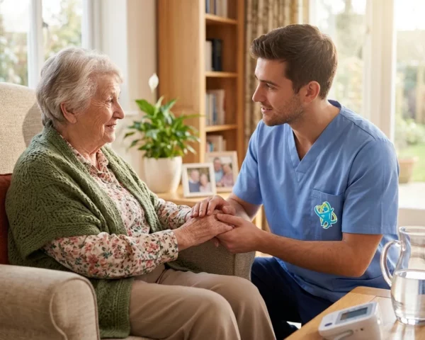 Sesión grupal de ejercicios y estimulación física para personas mayores en centro geriátrico