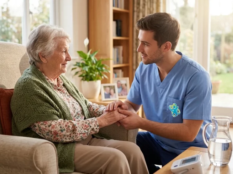 Sesión grupal de ejercicios y estimulación física para personas mayores en centro geriátrico
