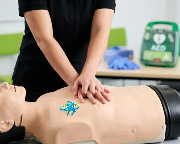 Grupo de socorristas participando en una simulación de asistencia sanitaria en la playa
