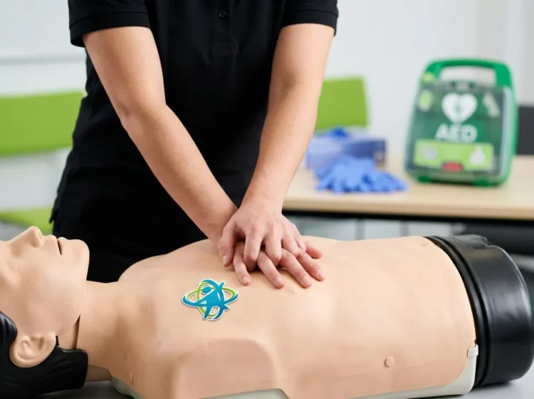 Grupo de socorristas participando en una simulación de asistencia sanitaria en la playa