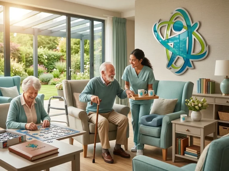 Profesional sociosanitaria realizando actividad de estimulación cognitiva con una persona mayor