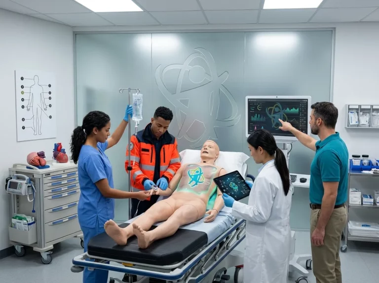 Profesionales sanitarios practicando técnicas de ventilación y control de la vía aérea en simulador