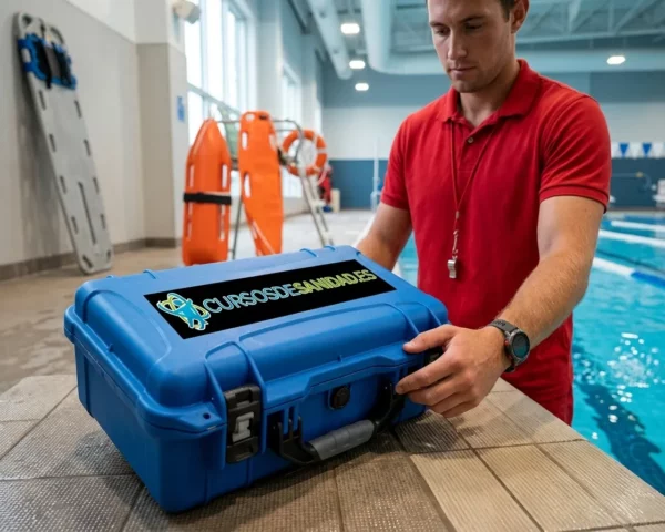 Equipo de socorristas realizando simulación de emergencia en entorno costero
